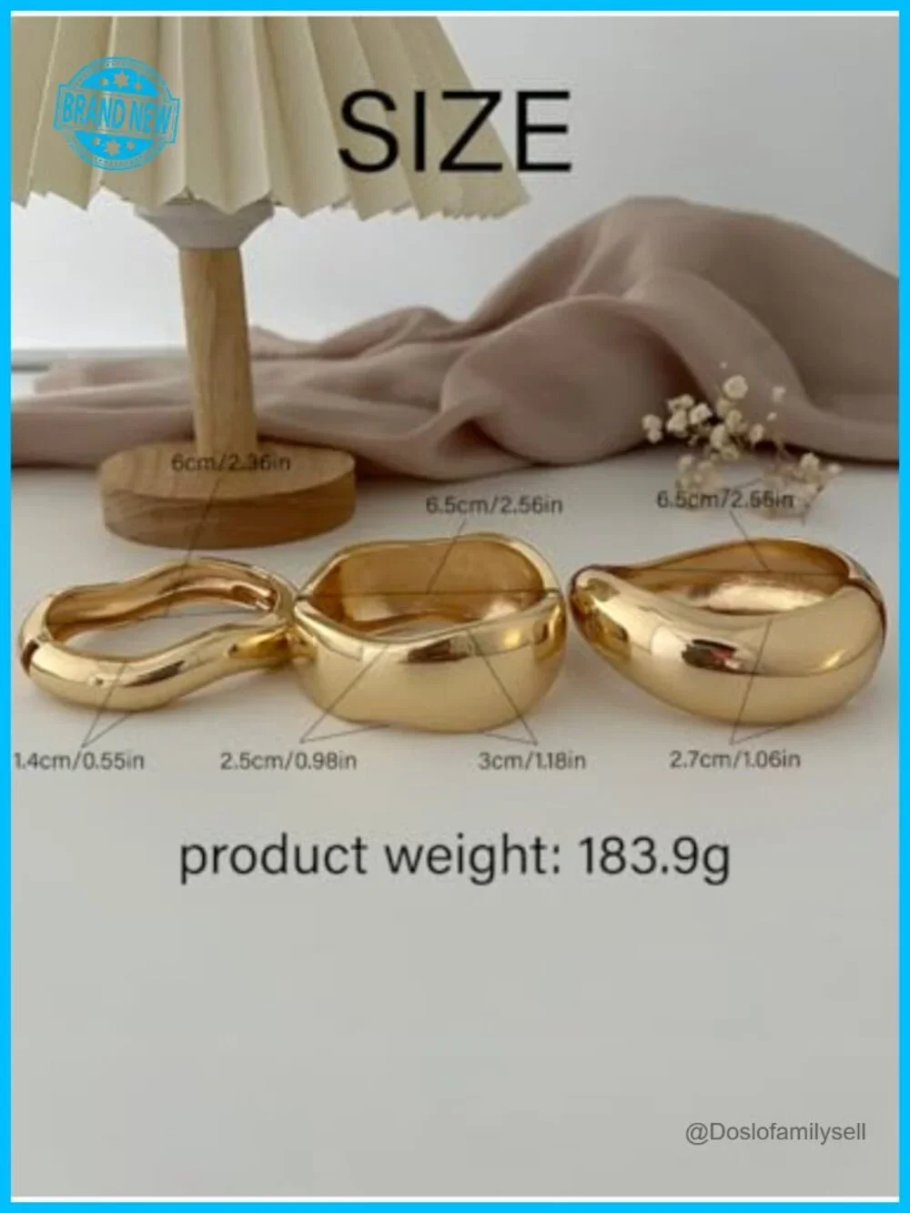 3-Piece 14k Gold Plated Chunky Bangle Set, Dainty Cuff Stackable Bracelet